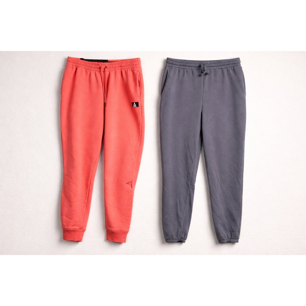 Reebok & Time and Tru Womens XL Joggers Bundle Coral Pink Charcoal Grey Fleece